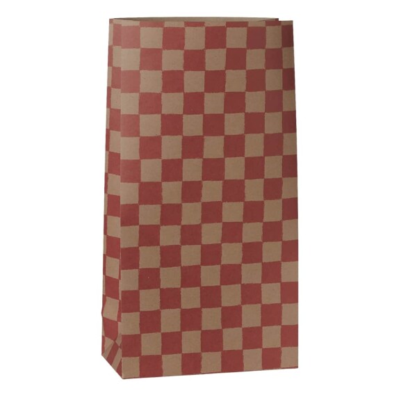 Maileg Papírový sáček Checker Powder/Red 30,5 cm – set 5 kusů, červená barva, papír