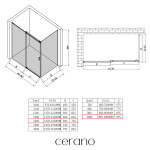CERANO - Sprchový kout Santoro L/P - 8 mm - černá matná, grafitové sklo - 140x100x195 - posuvný CER-8050BD7305