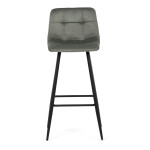 Židle barová, zelená látka, čtyřnohá kovová podnož, černý mat