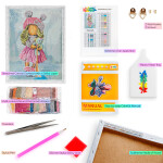 Antistresové omalovánky TSvetnoy TSvetnoy, LE045e, Diamond painting - diamantové malování, 30 x 40 cm, Panenka Olívie