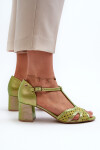 Dámské kožené sandály na podpatku Maciejka 06551-09 limetkové 37
