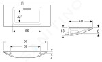 GEBERIT - ONE Umyvadlo 900x400x130 mm, bez přepadu, bez otvoru pro baterii, vodorovný odtok, KeraTect, bílá 500.390.01.3