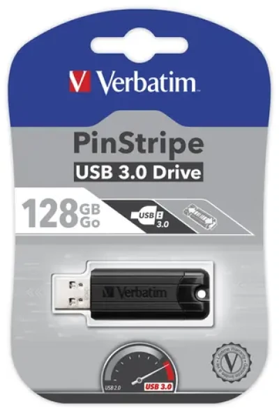 Verbatim PinStripe 128GB černá / Flash disk / USB 3.0 (49319-V)