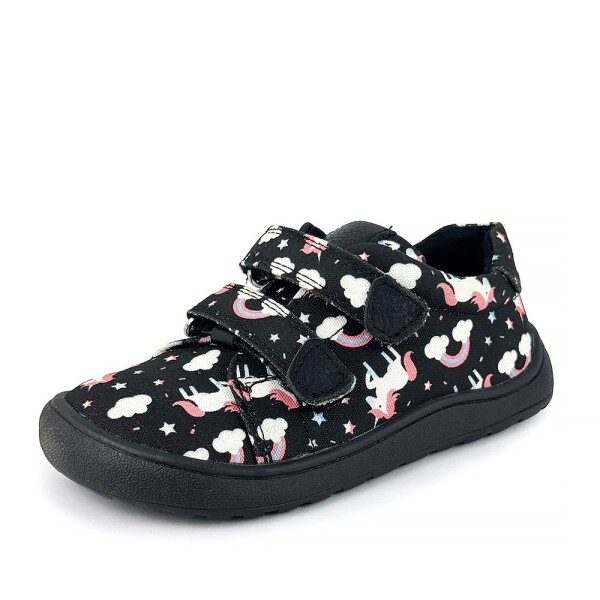 Dívčí barefoot tenisky KORO BLACK UNI Protetika jednorožci černé - 30