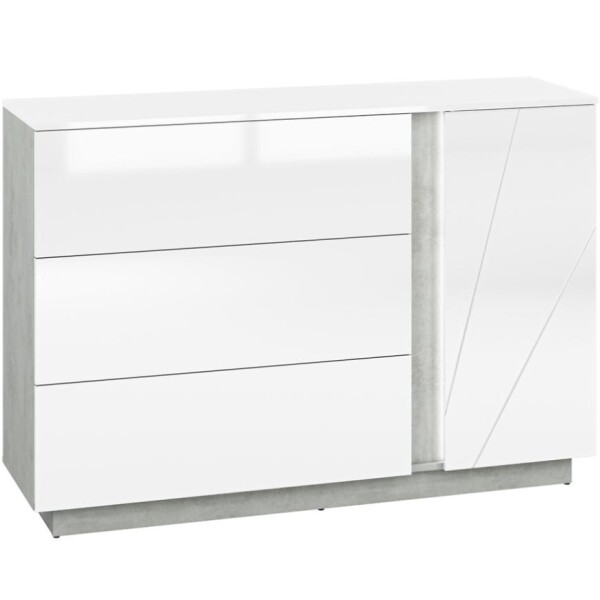 Komoda Lumens 138 cm, bílá / beton