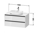 DURAVIT - Ketho.2 Umyvadlová skříňka s výřezem 57x100x55 cm, 2 zásuvky, matná bílá K24896018180000