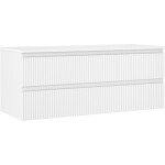 MEXEN/S - Rivel koupelnová skříňka pod umyvadlo 120 cm s deskou, 2 zásuvky, reliéf , bílá mat 91A20-12047-2-BFFC01