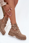 Dámské kotníkové boty s pásky a stříbrnými sponami béžové Helisse 37