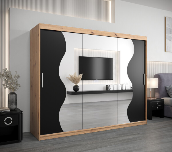 Šatní skříň Abi Mr Dveře: Dub artisan, Rozměr: 250 cm, Korpus: Černá