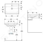 GEBERIT - iCon Umyvadlo 600x420x170 mm, s přepadem, s otvorem pro baterii, KeraTect, bílá 501.841.00.2