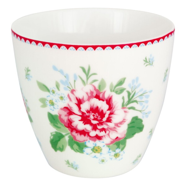 GREEN GATE Latte cup Alivia White 300 ml, červená barva, porcelán 300ml