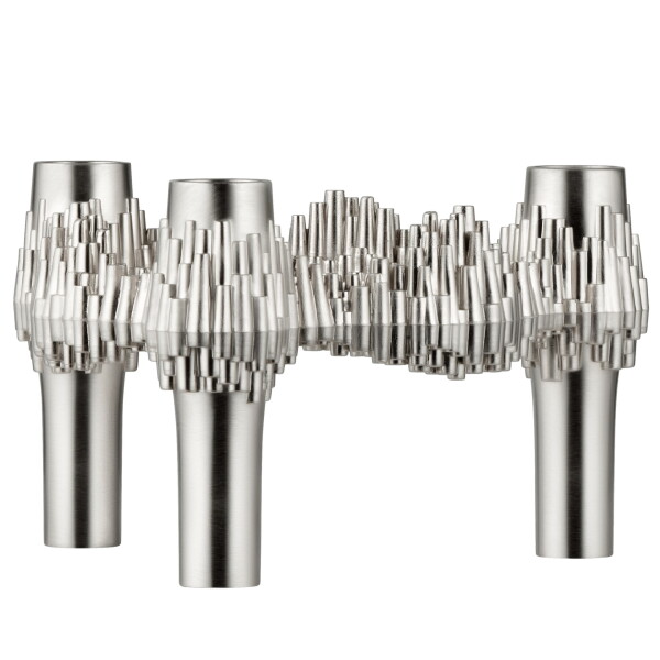 Stoff Nagel Designový svícen STOFF Nagel Quist Brushed Chrome, stříbrná barva, kov