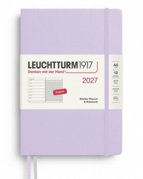 Týdenní plánovač Zápisník Lilac, Medium A5 2027, anglicky