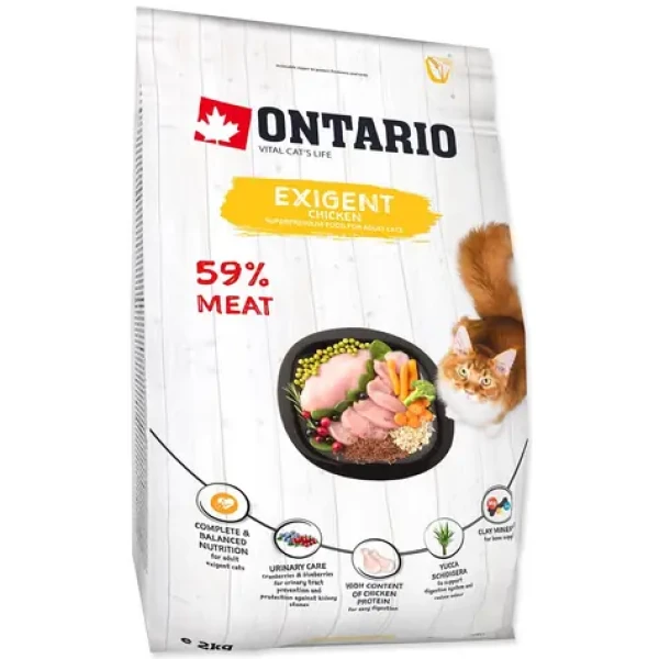 Ontario Cat Exigent 2kg / Granule pro dospělé kočky (213-10535)