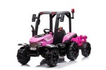 Mamido Dětský elektrický traktor s přívěsem BLT růžový