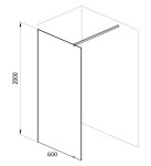 RAVAK - Walk-In Sprchová stěna Walk-in Wall, 60x200 cm, černá/čiré sklo GW9W00300Z1