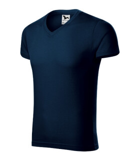 Slim Fit V-neck tričko pánské námořní modrá M