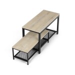 Botník 2 police, MDF dekor dub sonoma, kov - černý matný lak