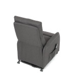 Křeslo polohovací, eletrické, šedá látka.