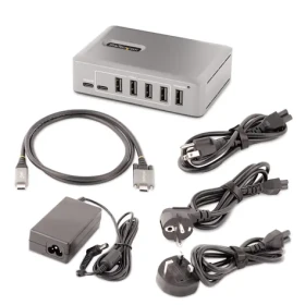 StarTech USB-C Hub 10 portů šedá / USB hub / 8x USB-A / 2x USB-C / 10 Gbps / napájecí adaptér (10G8A2CS-USB-C-HUB)