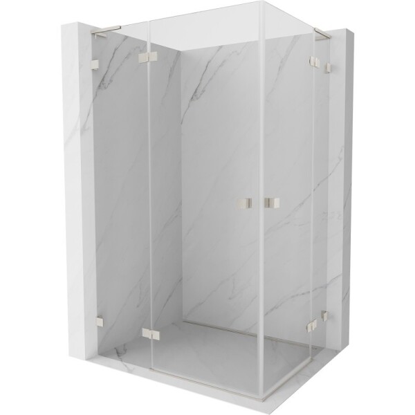 MEXEN/S - Lunar L Duo sprchový kout dveře křídlové 105 x 90 cm, transparent, nikl kartáčovaný 834L-105L-090P-97-00