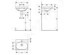 GEBERIT - Acanto Umývátko 450x380 mm, otvor pro baterii, s přepadem, s KeraTect, bílá 500.636.01.8