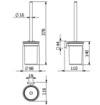KLUDI - Vela S WC štětka nástěnná s držákem, sklo/matná černá 2597439