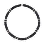 Pánský náramek Martino - 5 mm lávový kámen, hematit, Stříbrná 21 cm