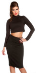 Sexy KouCla dlouhý rukáv crop top břicho zdarma black