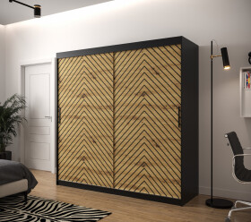 Šatní skříň Abi Jodelka 1 Barva korpusu: Černá, Rozměry: 200 cm, Dveře: Dub artisan