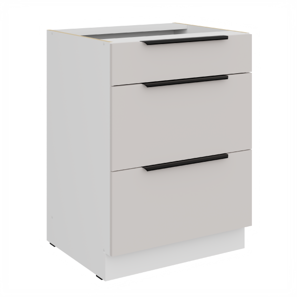 Spodní skříňka Como 60 D 3S BB - Premium Box Barva korpusu: Bílá, Barva dvířek: Kašmír