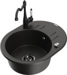 MEXEN/S - Kevin granitový dřez 1-miska s odkapávačem včetně baterie Carla, černá/zlatá metalik 6517-75-670700-70-B