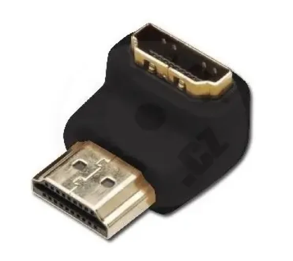 Digitus HDMI adaptér 90° černo-zlatý / Adaptér / HDMI-HDMI / 4K 60Hz / poniklované kontakty (AK-330502-000-S)