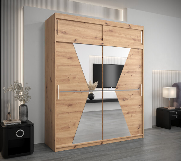 Šatní skříň Abi Ma s nástavcem Barva korpusu: Dub artisan, Rozměry: 200 cm, Dveře: Dub artisan