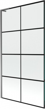 MEXEN/S - Next L vanová zástěna FIX 100 x 150, černá vzor, grafit metal 895-100-000-03-77-95