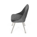 Židle jídelní, šedá látka, kovové nohy, broušená nerez.