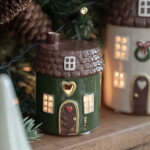 Det Gamle Apotek Keramický svícen Joyful Christmas Green, zelená barva, keramika