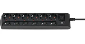Brennenstuhl Prodlužovací kabel 6x zásuvka černá / Prodlužovací kabel / 6x spínač / 2 m / IP20 (1153110116)