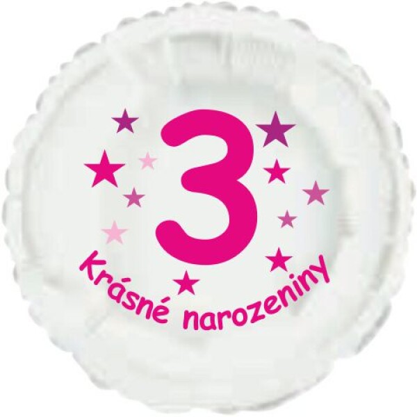 Krásné 3. narozeniny fóliový balónek kruh pro holky Balonky.cz Krásné 3. narozeniny fóliový balónek kruh pro holky Balonky.cz
