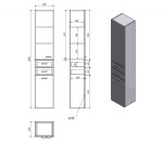 AQUALINE - ZOJA/KERAMIA FRESH skříňka vysoká s košem 35x184x29cm, dub platin 51232