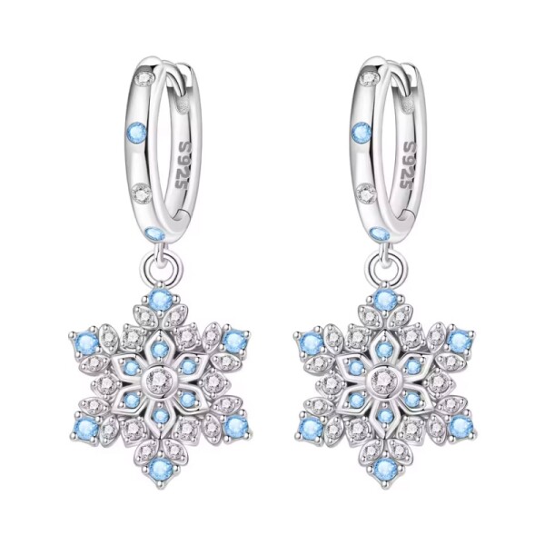 Stříbrné náušnice Sněhová vločka – stříbro 925/1000, Stříbrná