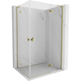 MEXEN/S - Mist-H L Duo sprchový kout dveře křídlové 85 x 120, transparent, zlato 8A5L-085L-120P-50-00