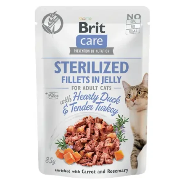 Brit Care Cat Fillets in Jelly Sterilized Hearty Duck & Tender Turkey 85 g