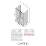 CERANO - Třístěnný sprchový kout Varone POINT U L/P - 6 mm - černá matná, grafitové sklo - 100x100x195 - posuvný CER-8050BD7802