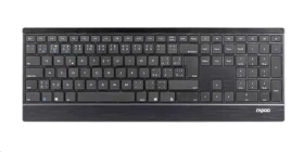 Rapoo E9500M Multi-mode černá / bezdrátová klávesnice / 2.4 GHz / BT 3.0 a 4.0 / ultra-tenká / Nano USB / 2x AA baterie (6940056189547)