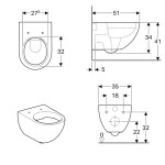 GEBERIT - Acanto Závěsné WC, Rimfree, s KeraTect, bílá 500.600.01.8