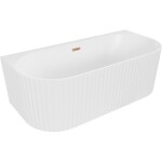 MEXEN/S - Sella volně stojící vana nástěnná reliéf 150 x 75, bílá mat, sifon a přepad měď kartáčovaná 52711507501-65