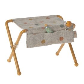 Maileg Přebalovací pult pro zvířátka Maileg Baby Mouse Ocher, žlutá barva, béžová barva, kov, textil