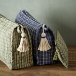 MADAM STOLTZ Kosmetická taška Blue/Grey/White – větší, modrá barva, textil