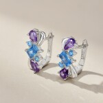 LUNICA Stříbrné náušnice FIALKY 0652
